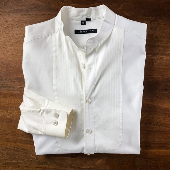 Theory White Tux Shirt - Picture 1 of 4